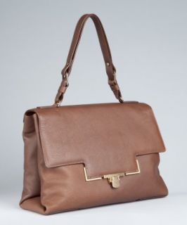 Lanvin brown goatskin briefcase style shoulder bag   