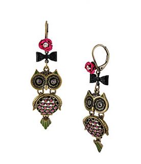 Betsey Johnson Creepy Critter Owl Drop Earrings  Dillards 