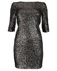 Pewter (Pewter) Kelly Brook Pewter Sequin Cowl Back Bodycon Dress 