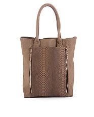 Mink (Brown) Brown Snake Panel Zip Shopper Bag  261726523  New Look