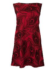 Red (Red) Red Label Red Peacock Feather Flock Print Dress  269641460 