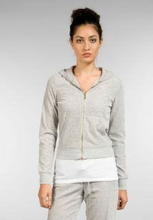 JUICY COUTURE Cable Velour & Gold Hardware Longsleeve Zip Hoodie in 