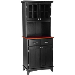 Home Styles Small Buffet and Hutch Set   Black with Cherry Top