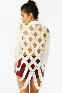 Studded Diamond Blouse   Ivory in Clothes Tops Shirts + Blouses at 