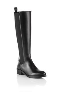Smooth calfskin leather riding boot Selika by BOSS Black
