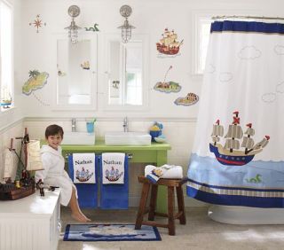 Pirate Applique Shower Curtain  Pottery Barn Kids