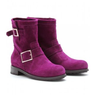 Jimmy Choo   STIEFEL AUS VELOURSLEDER IM BIKER STIL    