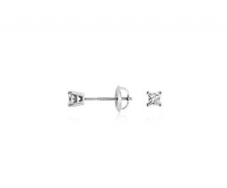 Platinum Princess Cut Diamond Stud Earrings (1/4 ct. tw.)  Blue Nile