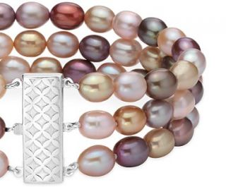 Cabernet Freshwater Cultured Pearl Bracelet with Sterling Silver 