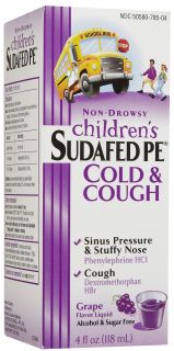 Childrens Sudafed Pe Cold & Cough Non Drowsy Liquid, Grape