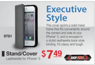 PID 9781 Leatherette Stand/Cover for iPhone® 5   Black 
