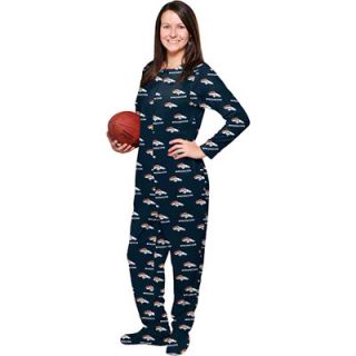 Denver Broncos Womens Navy One Piece Footie Pajamas Suit 