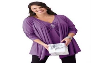 Plus Size Layered look long top with sequined inset  Plus Size Tunics 