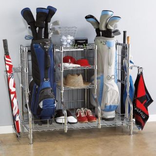 Double Golf Bag Rack and Organizer at Brookstone