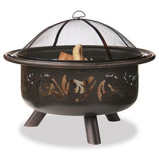 UniFlame 36 Oil Rubbed Bronze Outdoor Firebowl With Swirl Design 