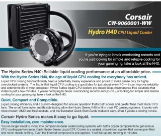 Corsair CW 9060001 WW Hydro H40 CPU Liquid Cooler Product Details