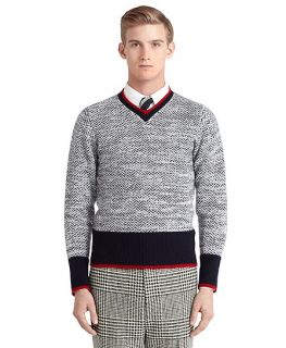 Cashmere Herringbone V Neck Sweater   Brooks Brothers