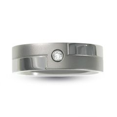 Previously Owned   Mens Titanium Band with Diamond Accent   Size 10.5 