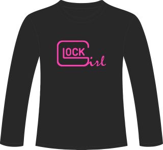 Glock Girl Long Sleeve T Shirt Tee Printed Brand NEW Pink Funny Guns 