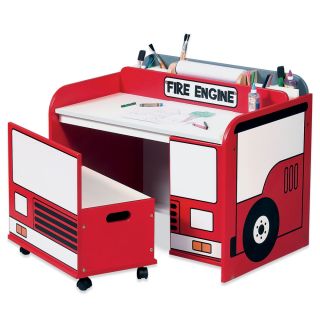 The Fire Engine Toy Box Art Desk   Hammacher Schlemmer 