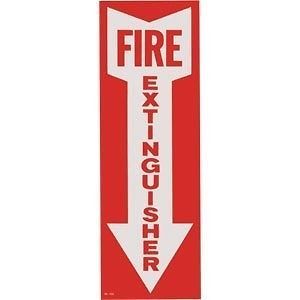   Extinguisher With Arrow, Peel & Stick Vinyl Decal, Red & White, 4x12