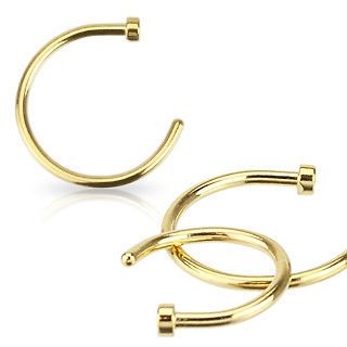 Gold Plated Nose Hoop Ring Nostril Ears Tragus Lip 18g 5/16 or 3/8 