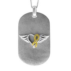 Hero Hearts Diamond Accent Dog Tag Pendant in Sterling Silver with 10K 