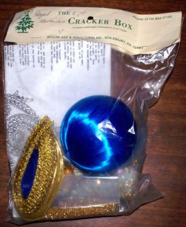   Box Ornament Kit Royal Hawaiian 3 Royal Blue Satin Ball Golden Oldie