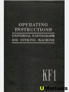 Deckel KF1 Universal Pantograph Die Sinking Mill Instruction Manual