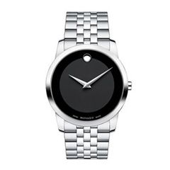 Mens Movado Museum® Stainless Steel Watch with Black (Model 0606504 