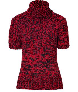 Michael Kors Crimson Red Short Sleeve Knit Top  Damen  Strick 