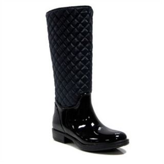 Favolla Black Quilted Texas Wellington Boots 2cm Heel
