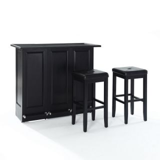 NEW Crosley Mobile Folding Bar with 29 Upholstered Square Seat Stools