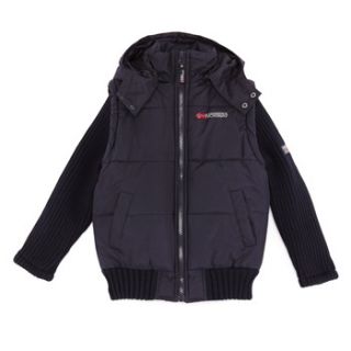 Geographical Norway Navy Removable Sleeve Hooded Jacket