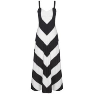 Long Tall Sally Black/White Chevron Stripe Maxi Dress