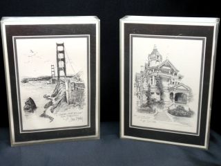 DON DAVEY Lithograph Picture GOLDEN GATE BRIDGE HASS HOUSE Frame 