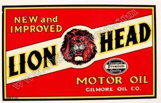 GILMORE LION HEAD MOTOR OIL 10 WATER TRANSFER LUBSTER DECAL FREE S&H 