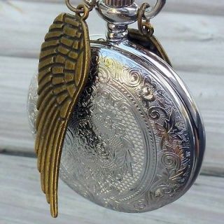 Steampunk Harry Potter Golden snitch Time Turner pocket WATCH necklace 