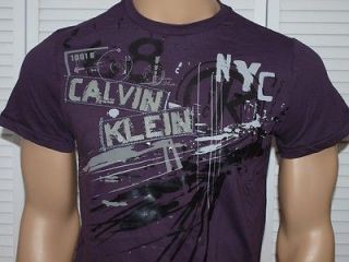 CALVIN KLEIN Applique Logo T Shirt Grape NWOT
