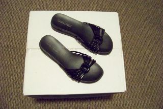 womens cabin creek black strappy slip on sandals shoes size 8