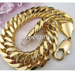   yellow gold filled mens bracelet 8.66/13MM/50g CURB chain GF jewelry