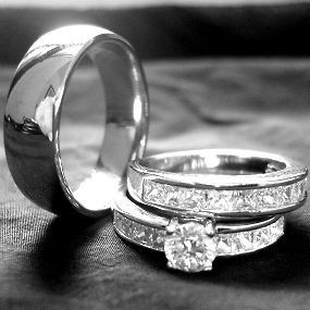   & womens TITANIUM and STAINLESS STEEL engagement wedding rings set