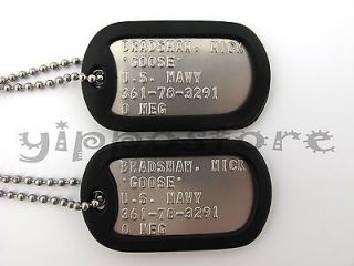   Military Stainless Steel Dog Tag Set Movie Prop Halloween Costume