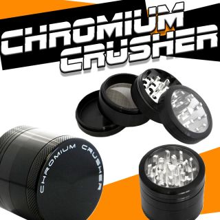 in. Black 4 Piece Chromium Crusher Herb Grinder w/ Clear Top Lid