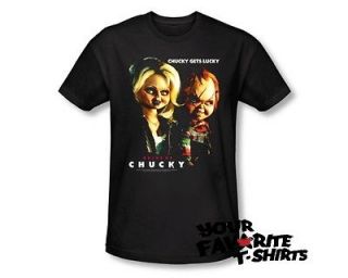 Officially Licensed Bride Of Chucky Chucky Gets Lucky Fitted Shirt S 