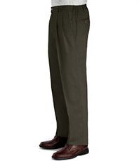 Wrinkle Resistant Cotton Twill with Side Elastic Pleated Pant