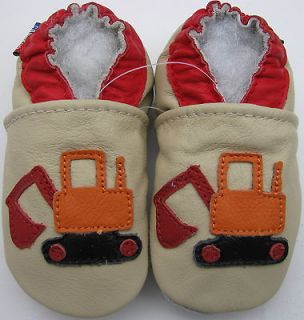 carozoo soft sole leather kids shoes excavator cream 5 6y