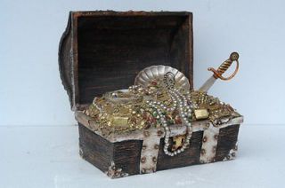 Life Size Pirate Treasure Box Prop Display Gold Jewels