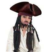 Pirates of the Caribbean Jack Sparrow Pirate Hat With Beaded Braids