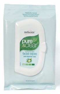 Nelsons Pure & Clear Purifying Daily Facial Wipes x32   Free Delivery 